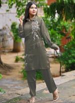 Sattin Grey Casual Wear Stylish Readymade Cord Set